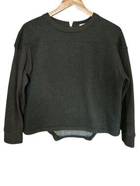 Zara Woman Colorblock Sweatshirt Small Cropped Green White Crew Neck Pullover